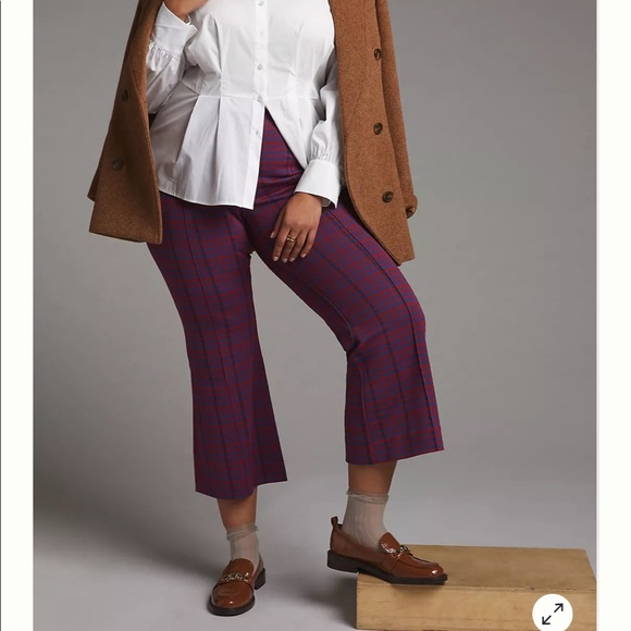 Anthropologie Maeve The Margot Kick Flare Pants EUC XL Plaid Pull on SOLD OUT! - Picture 8 of 8